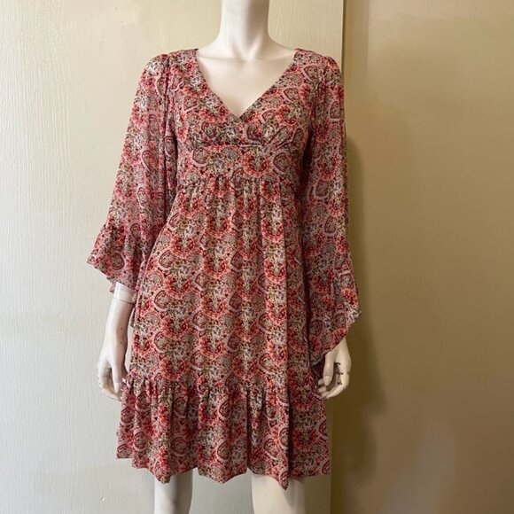 Betsey Johnson Dresses & Skirts - ⭐️ Betsey Johnson Red & Pink BOHO PRINCESS Long Sleeve Dress 🌺👑🔥